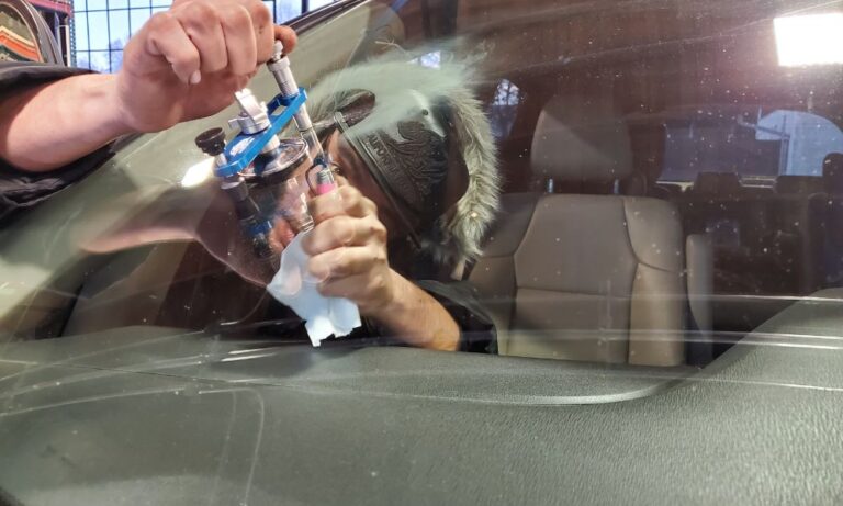 Rock cracked windshield