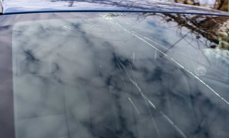 Small crack in car windshield
